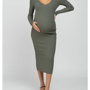 Olive maternity sweater dress